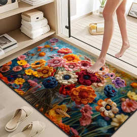跨境新款毛线风系列地垫家用厨房耐磨易打理脚垫入户垫工厂可批发