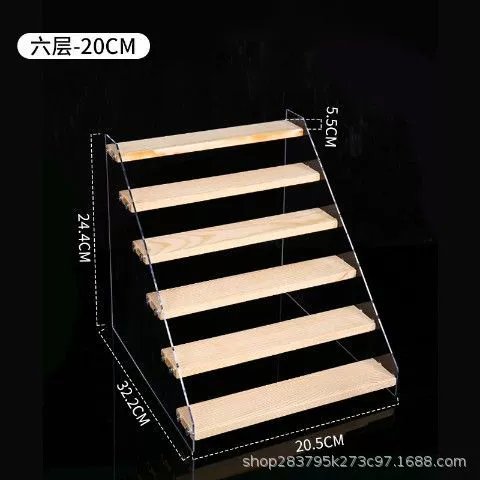 Display Stand Acrylic & Wood Ladder, Multi-Tier Doll Minifigure Rack, 20–50 cm Options