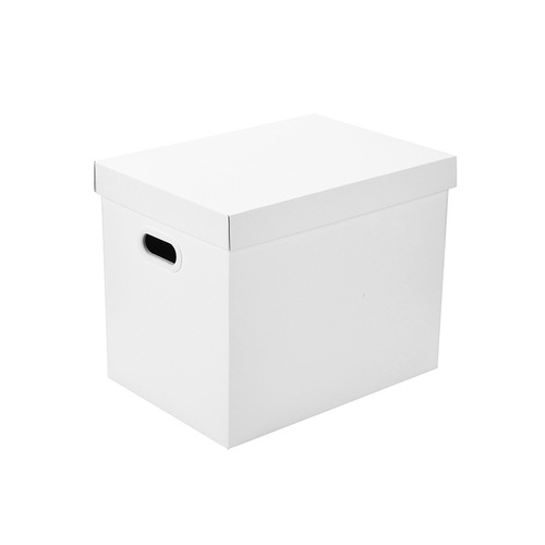 Pure white paper storage box with lid, paper box file storage box snack toy storage box foldable clothing organizer box