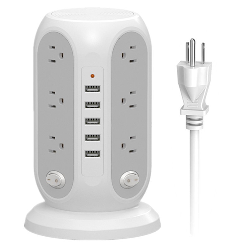 现货库存亚马孙跨境美规三层排插美式防雷插座带USB智能接线插座