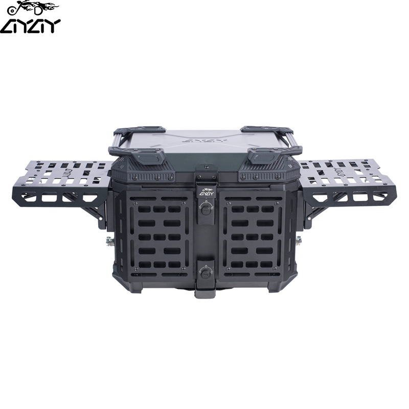 45L Aluminum Alloy Mecha-Style Motorcycle Tail Box, Multifunctional Foldable Trunk