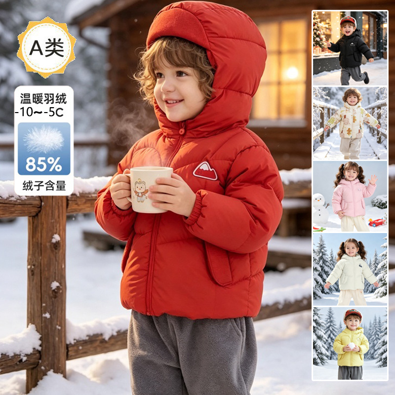 Children's Thick Down Jacket, 2026 Autumn/Winter New Style, Hooded, Warm, White Duck Down for Boys and Girls