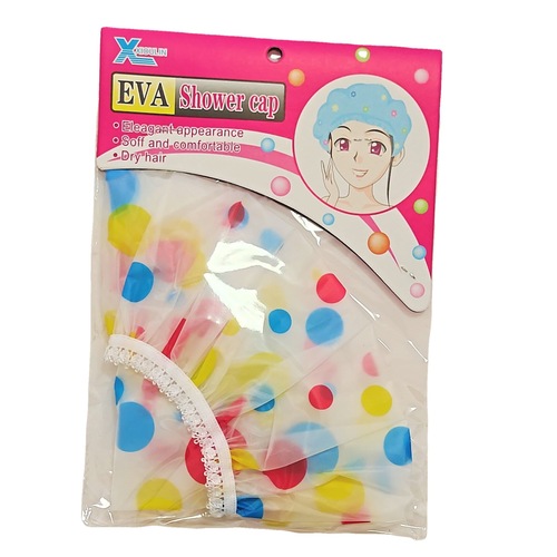 Factory Direct Sales PEVA Adult Ruffled Shower Cap Waterproof Makeup Hat Oilproof Dustproof Large Thick Cover Shower Cap