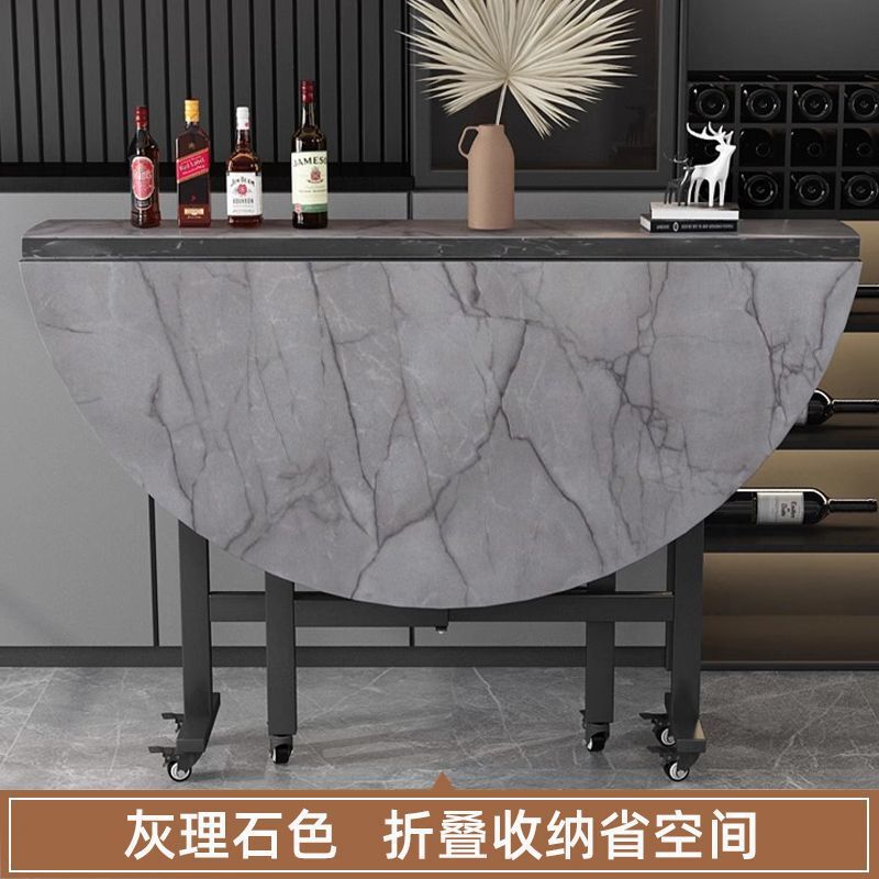折叠餐桌客厅家用圆桌多功能可移动折叠餐桌小户型带轮吃饭折叠桌|undefined