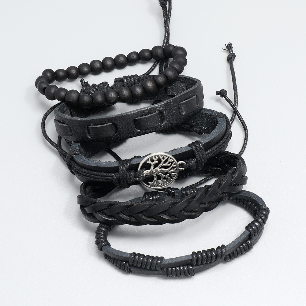 jewelry hand-woven vintage leather bracelet piece set of life tree set bracelet