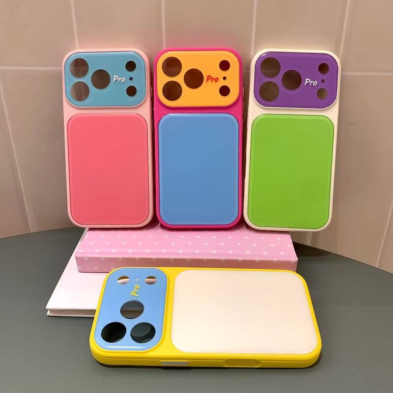 Summer Dopamine Color-Blocking Leather Texture Case Suitable for iPhone 17 Pro Max, Dual-Color Cooling Edge for Apple 16, 15