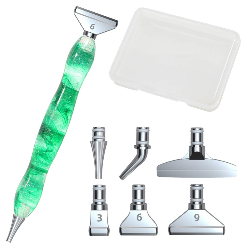 Diamond Pen Tool Set, Multi-Color Handle, Metal Heads & Diamond Bits, Compact Case