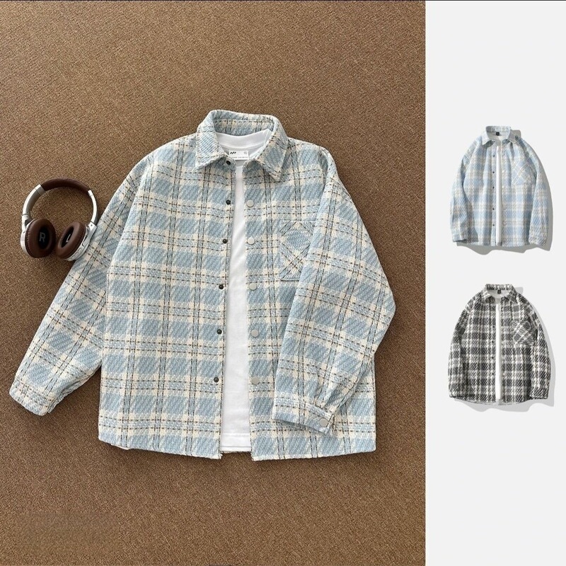 Spring and autumn outerwear for men, Korean-style, small fragrant shirt, Hong Kong-style trendy casual woolen top, loose and stylish jacket Spring and autumn outerwear for men, Korean-style, small fragrant shirt, Hong Kong-style trendy casual woolen top, loose and stylish jacket