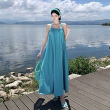 三亚风海边度假露背挂脖连衣裙泰国巴厘岛沙滩裙西双版纳旅游穿搭