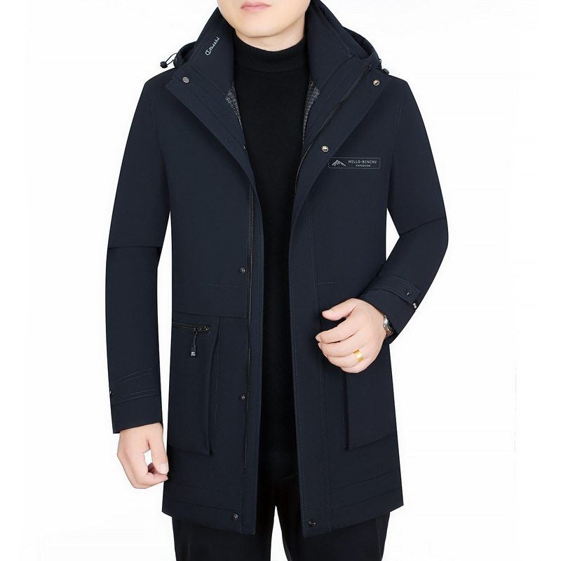 Goose Down jacket men's long winter middle-aged men's slim fit thickened men's coat dad winter men's hooded down jacket