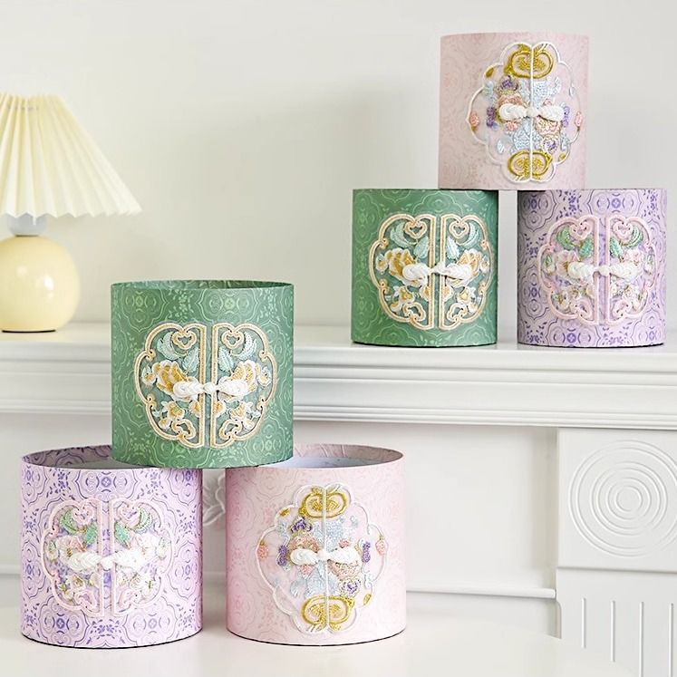 抱抱桶花桶新中式刺绣云肩国风花束装饰插花diy手工花艺圆缘之染