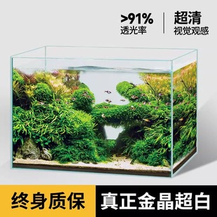 Ultra-White Glass Fish Tank Living Room Office Desktop Small Aquatic Plant Tank Aquarium Betta Tank Turtle Ecological Tank