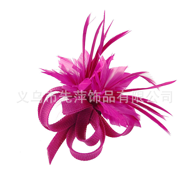 Cross-Border Linen Headwear, Feather Headband, Corsage, European and American Exquisite Bridal Headwear, Performance Corsage, Performance Stage Hair Accessories