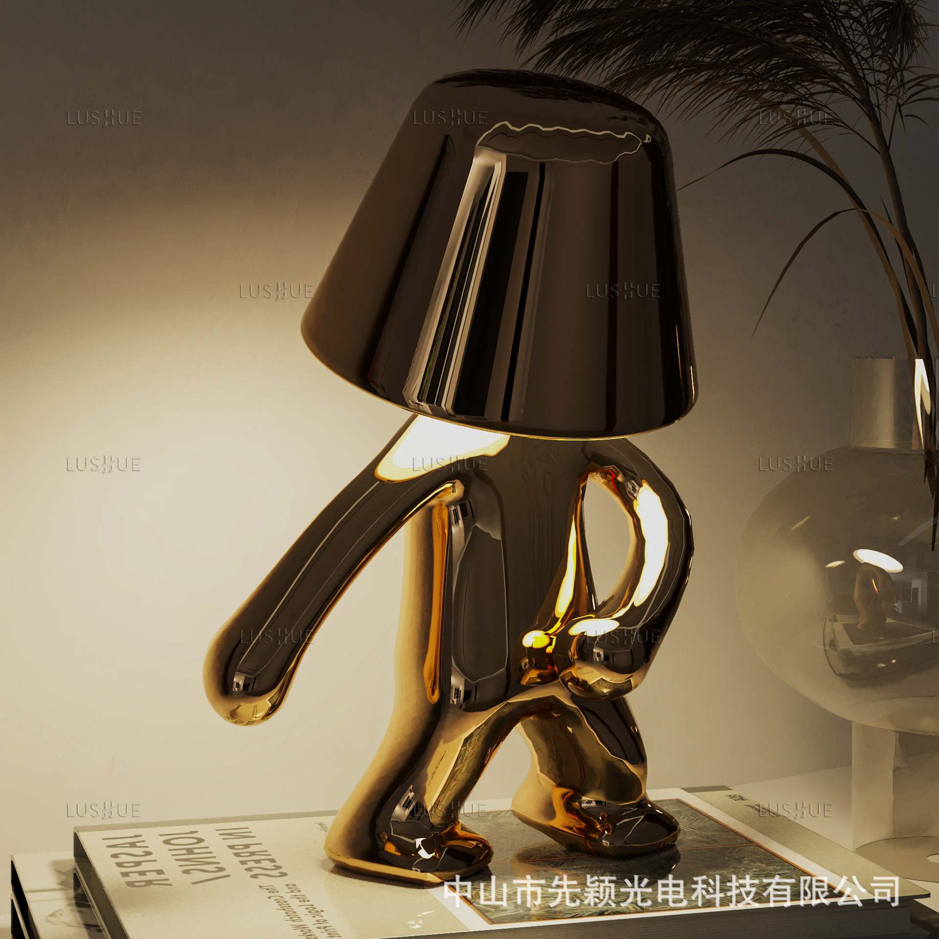 Fábrica transfronteriza Hermanos de oro lámpara de mesa decoración noche luz lámpara pensador