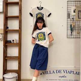 现 韩国东大门设计师23春夏viap**in新款向日葵印花ins风T恤