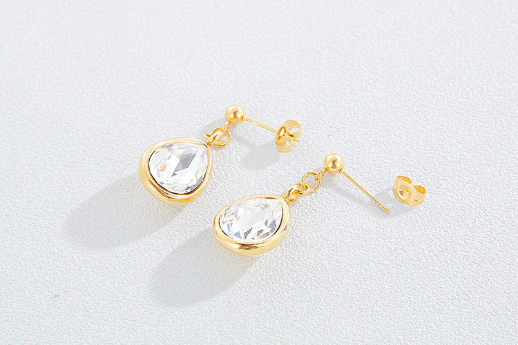 fashion creative stainless steel rhinestone earrings necklace set wholesale Nihaojewelry