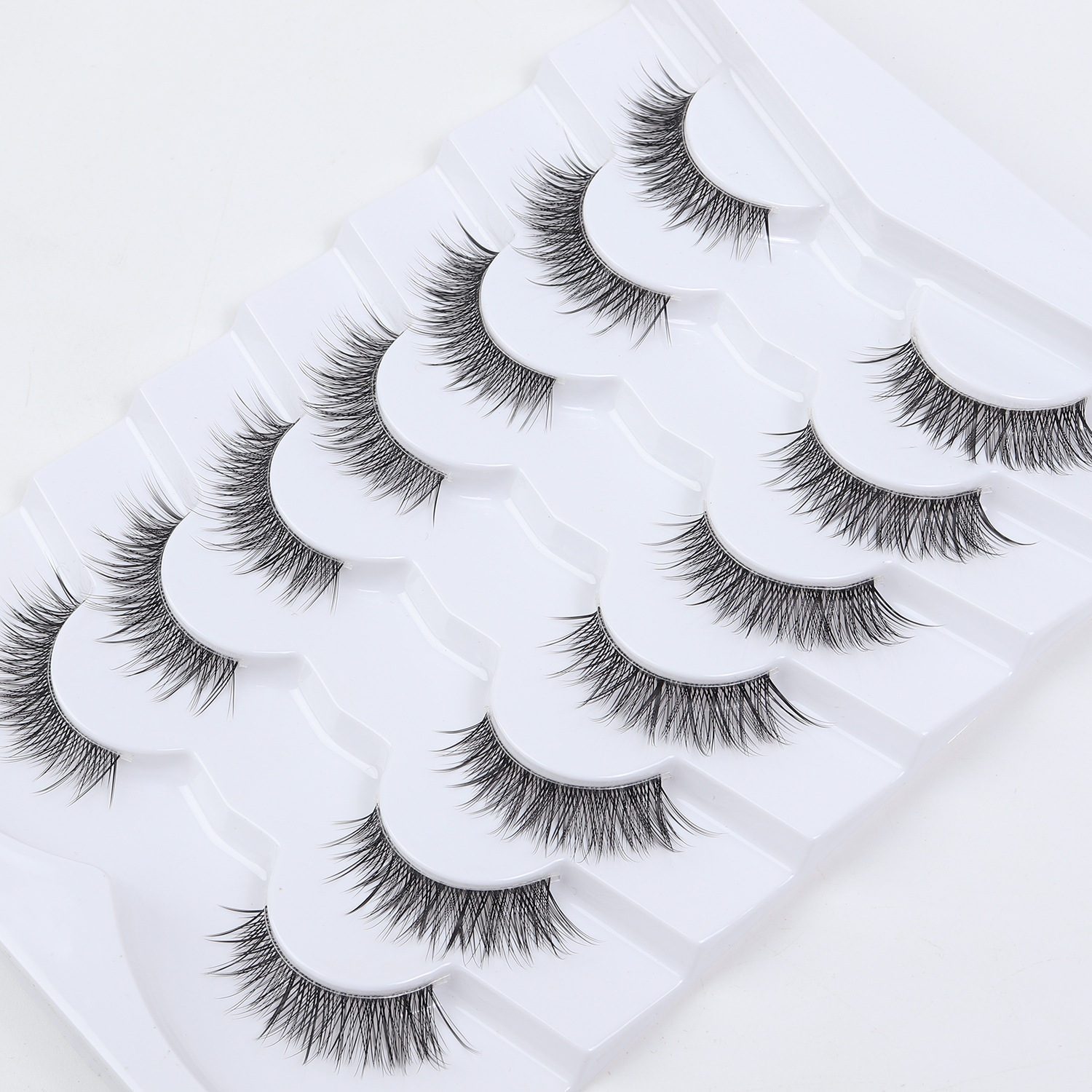 Pestañas postizas completas suave tallo transparente artificial rizado gruesas pestañas tridimensionales europeas y americanas siete pares de pestañas W2