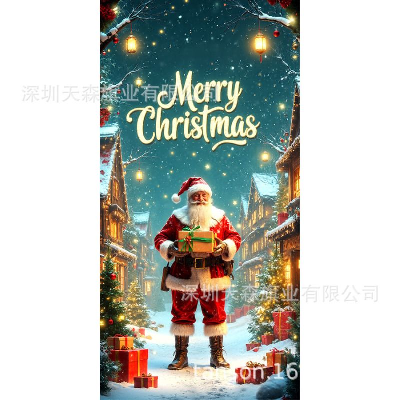跨境新款热卖圣诞节门帘圣诞老人门盖节日装饰旗帜户外拍照背景布|undefined