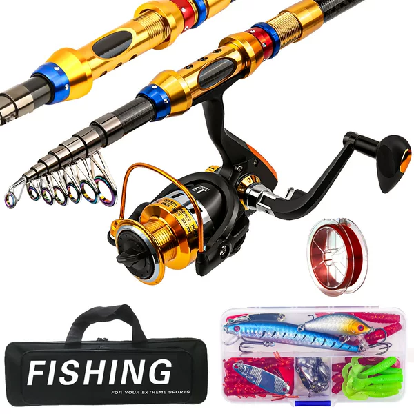 Cross-border Rod Carbon Fiber Fishing Rod Telescopic Fishing Rod and Reel Combination Complete Set Fishing suit