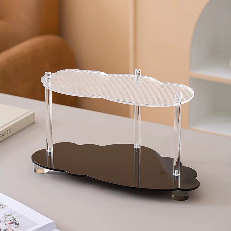 透明磨砂茶色条纹波纹波浪炫彩亚克力板置物架收纳架厂家批发
