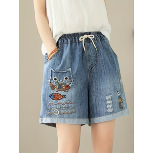K 24450 Vintage embroidered denim shorts �͹Ž����ƶ���ѝ
