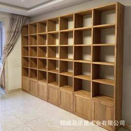 老榆木书架靠墙博古架民宿客厅中式多层展示落地架书房木柜