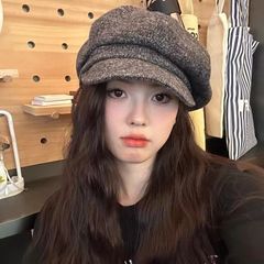 八角帽子女秋冬保暖贝雷帽英伦复古百搭报童帽高级感显脸小画家帽