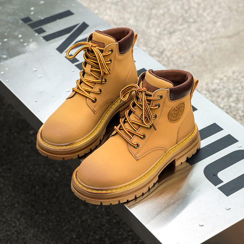 Martin boots men's leather retro trendy casual shoes 2022 new autumn couple rhubarb boots all-match thick-soled ankle boots