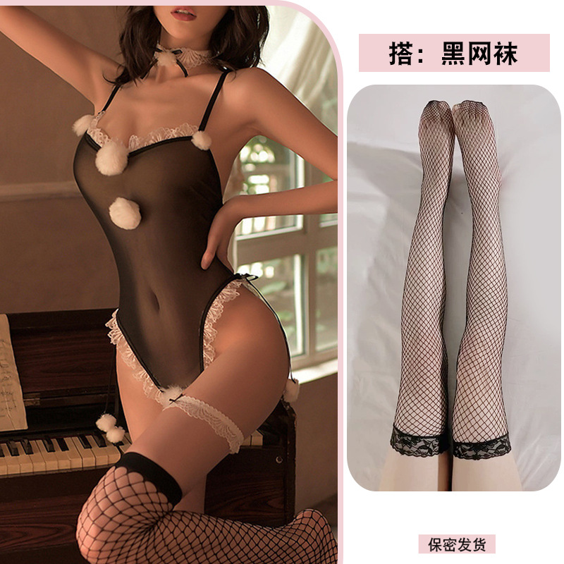 바니걸 슈트 + 블랙 망사 스타킹