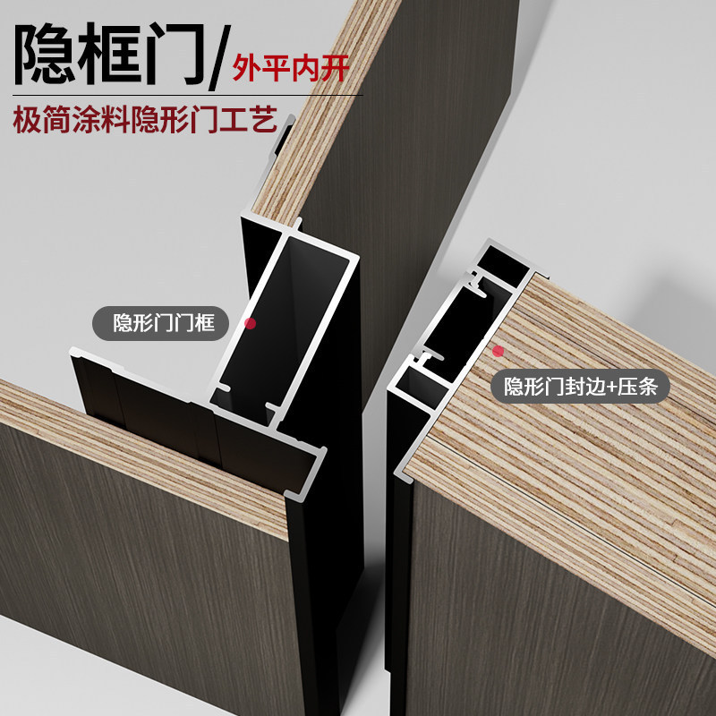 Aluminum Alloy Invisible Door Profiles, Main and Auxiliary Frames, Frameless Ultra-Narrow Hidden Door, Honeycomb Interior Door, Gray Hidden Frame Door Aluminum Alloy Invisible Door Profiles, Main and Auxiliary Frames, Frameless Ultra-Narrow Hidden Door, Honeycomb Interior Door, Gray Hidden Frame Door