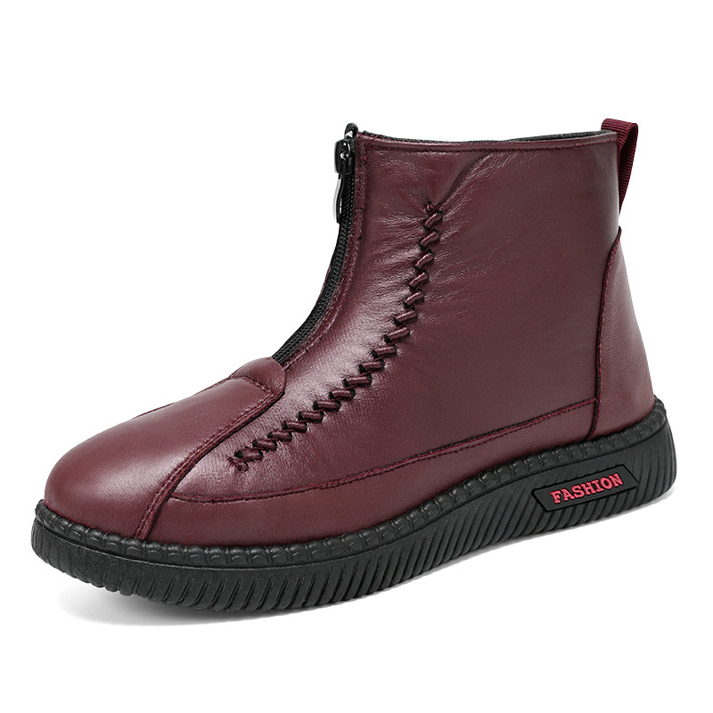 Zapatos de mujer de invierno, zapatos de algodón de madres de mediana edad, botas de nieve calientes, zapatos antideslizantes para personas mayores