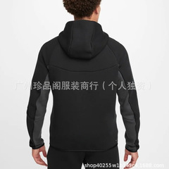 2025跨境批发秋冬新款平替保暖连帽拼色刺绣立领开衫连帽运动套装