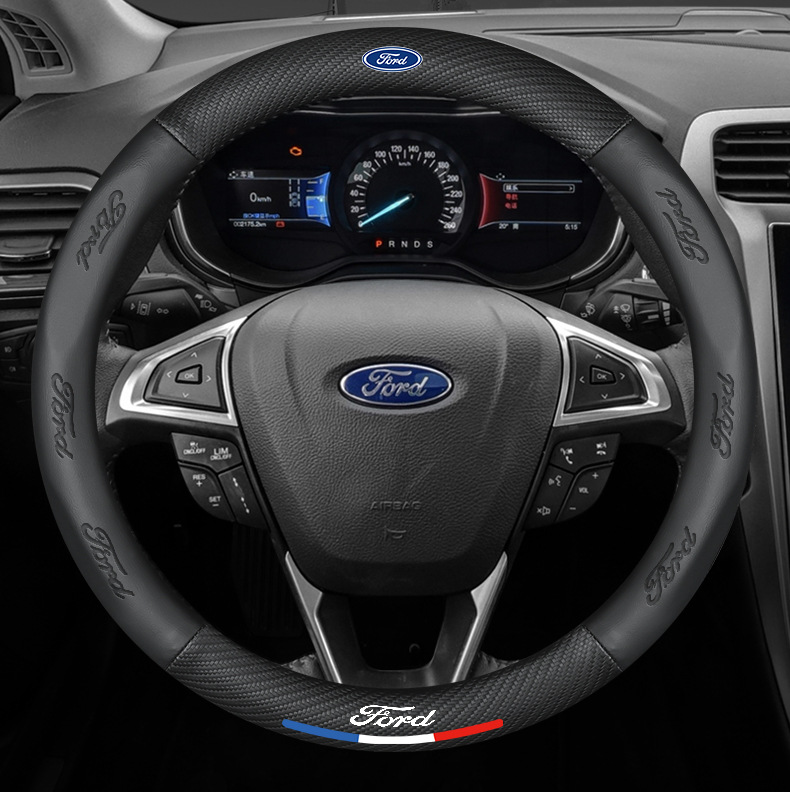 Suitable for Maxus 07 and 08 Ford Carbon Fiber Steering Wheel Cover 2.3L 5 Seats and 7 Seats Special Leather Handlebar Cover Anti-Slip