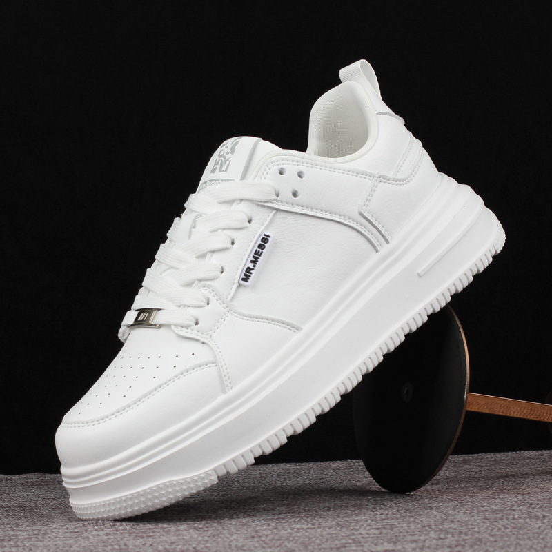 MR.MESSI品牌男休閒鞋皮面滑板鞋厚底男運動鞋輕便男旅遊鞋國潮鞋