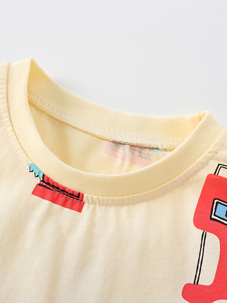 Malwee camiseta de los muchachos del verano nuevo estilo occidental impreso cuello redondo manga corta ropa de los niños europeos y americanos top