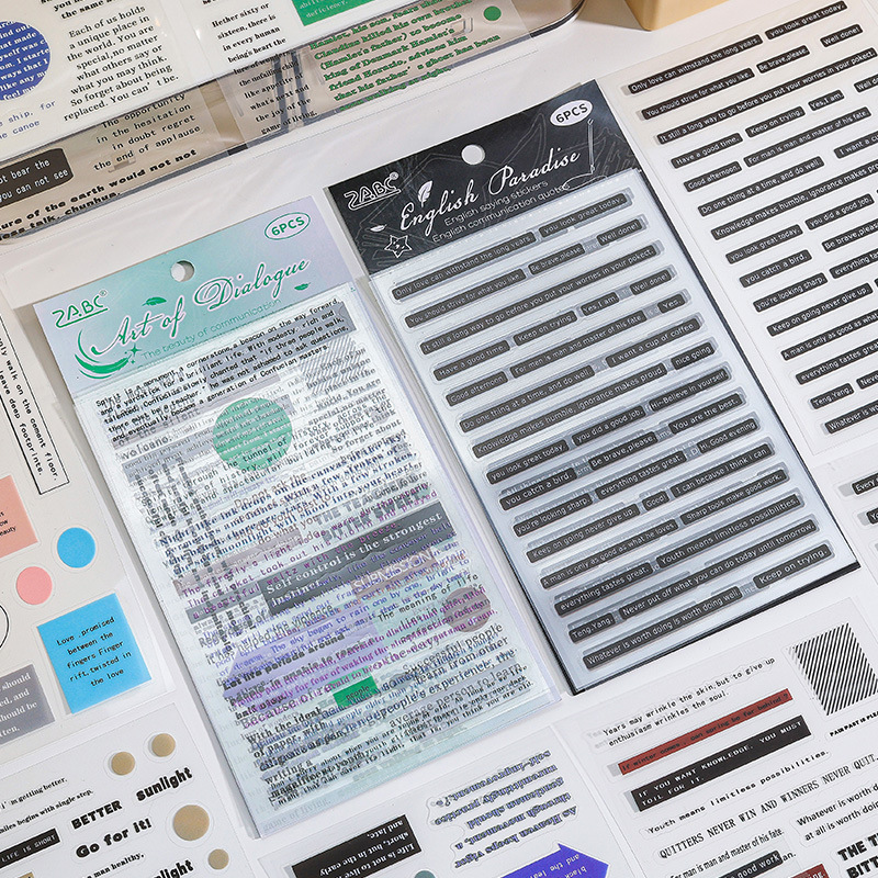 Glyph Joy pegatinas transparentes impermeables para mascotas transfronterizas alfabeto inglés pegatinas de libro de mano pegatinas populares diarias en inglés