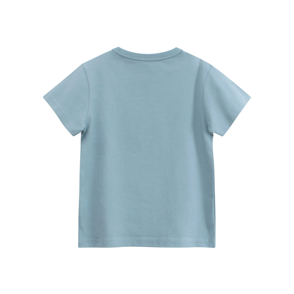 27kids ropa para niños manga corta para niños 2025 verano nueva camiseta de cuello redondo de dibujos animados tops para niños fuente de Douyin