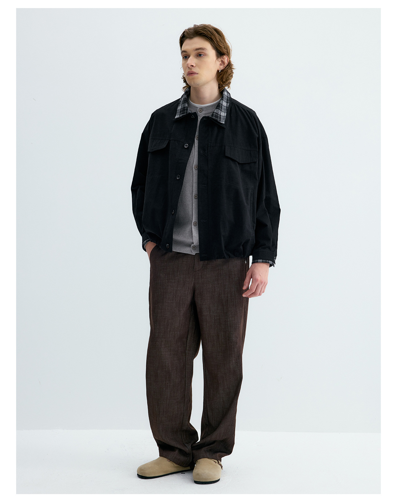 UNF Plaid Layered-Look Oversized Jacket