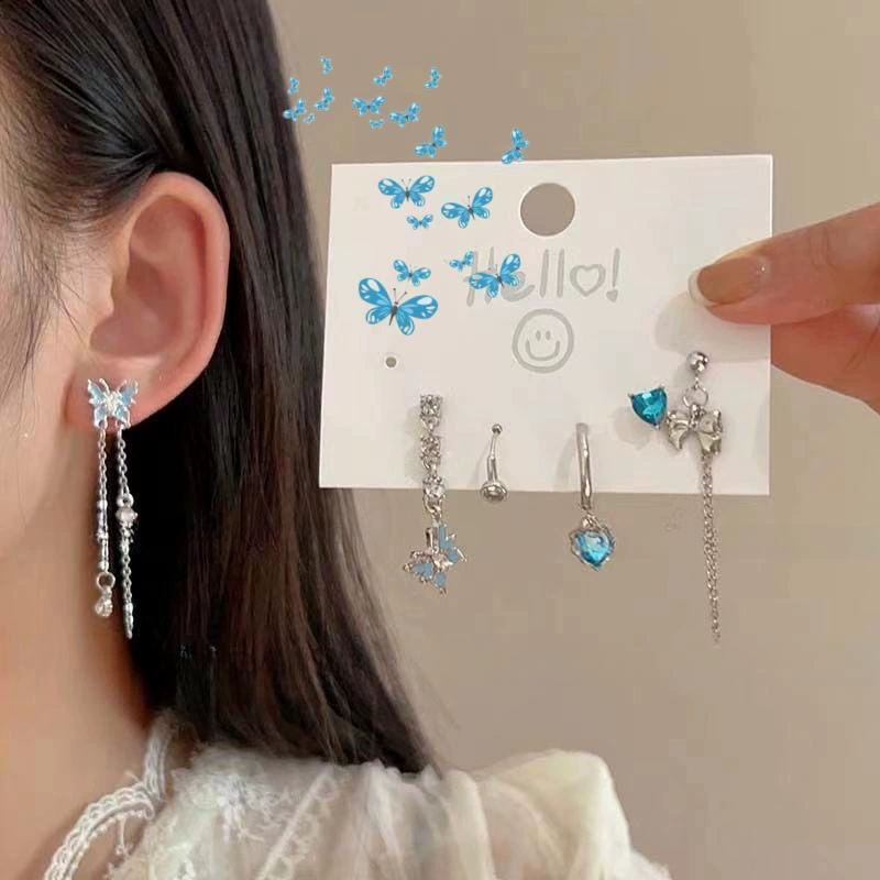 Earrings, set, 2023 collection, Korean style