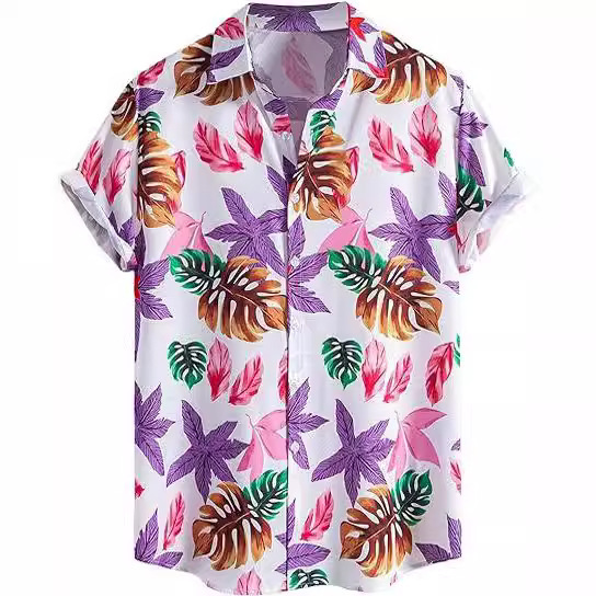 2024 new men's tropical printing buckle short sleeve collar Hawaiian holiday shirt a generation of postage 2024 new men's tropical printing buckle short sleeve collar Hawaiian holiday shirt a generation of postage