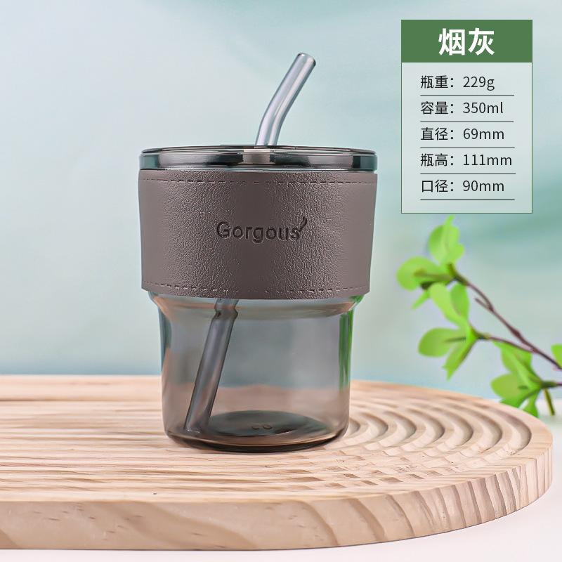 创意竹节杯玻璃隔热吸管杯网红ins风伴手礼高颜值杯子咖啡双饮杯|undefined