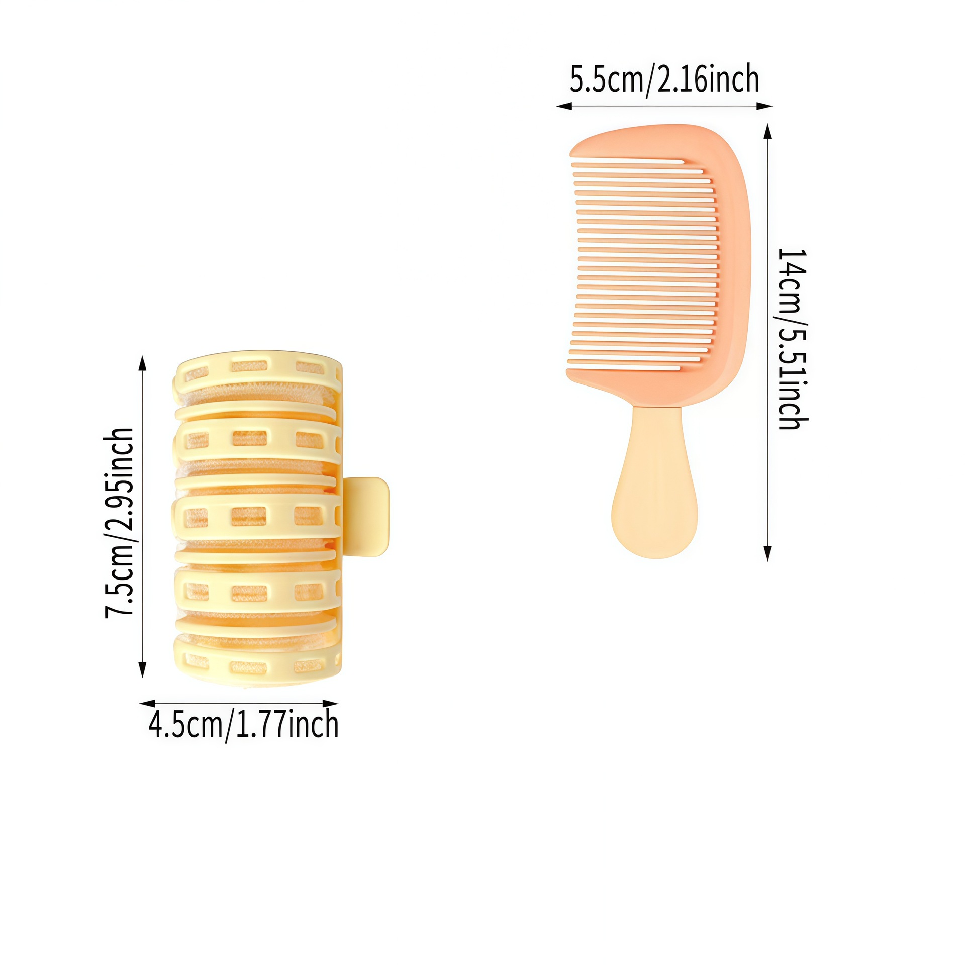 24 herramientas de belleza lindas amarillas con bolsas, rizos de hojaldre, maquillaje antes y después del maquillaje, combinación esencial para el cabello transfronterizo