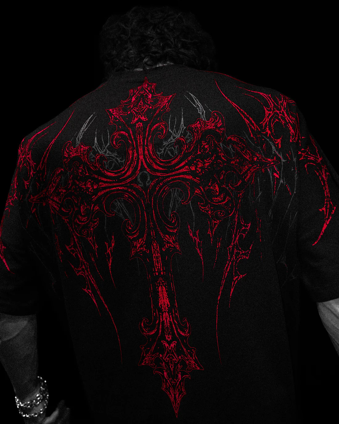 Breathedivinity Men's Oversized T-Shirt Dark Style American Trendy Brand Sports Casual Cotton Printed Short Sleeve 008_viptrois.com
