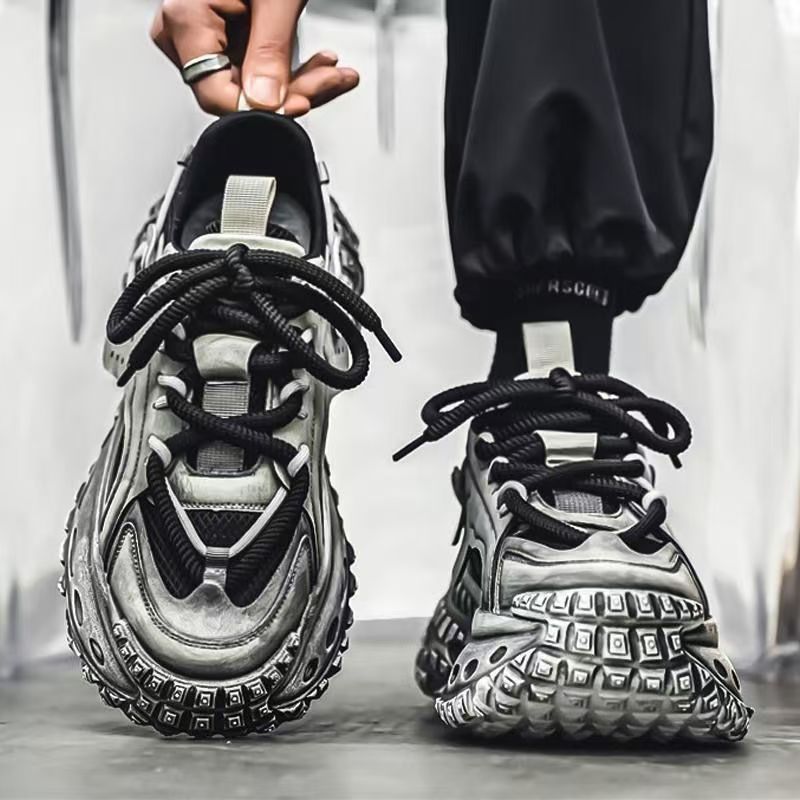 Zapatos de invierno para hombre, nuevo estilo, transpirables, de malla, deportivos, juveniles, modernos, versátiles, con suela gruesa tipo neumático, zapatos para papá.