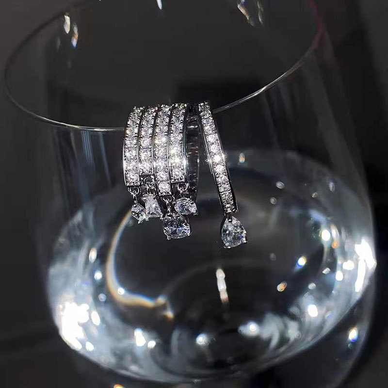 Fashion Water Droplets Copper Plating Inlay Artificial Gemstones Open Ring 1 Piece