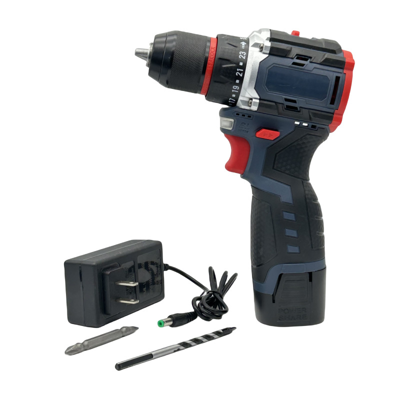 Venta al por mayor sin escobillas taladro recargable pequeña pistola de acero batería de litio gran par impacto taladro de mano destornillador eléctrico