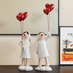 北歐創意氣球女孩擺件客廳家居裝飾品玄關電視櫃房間桌面軟裝飾品