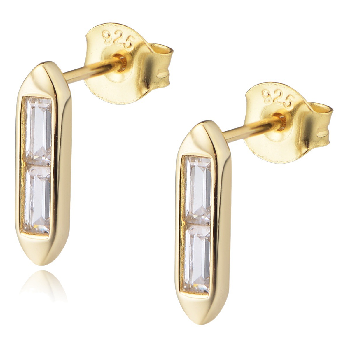 Estilo coreano S925 plata esterlina simple geométrica todo partido elegante cuadrado con incrustaciones de circón pendientes de plata de lujo ligero de las mujeres joyería