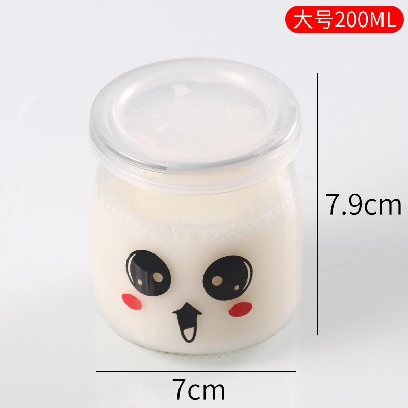 Vaso para pudín con tapa, botella de vidrio para pudín, tarro de miel, gelatina, vaso para mousse de leche de doble capa, vaso para yogur, patrones creativos al por mayor
