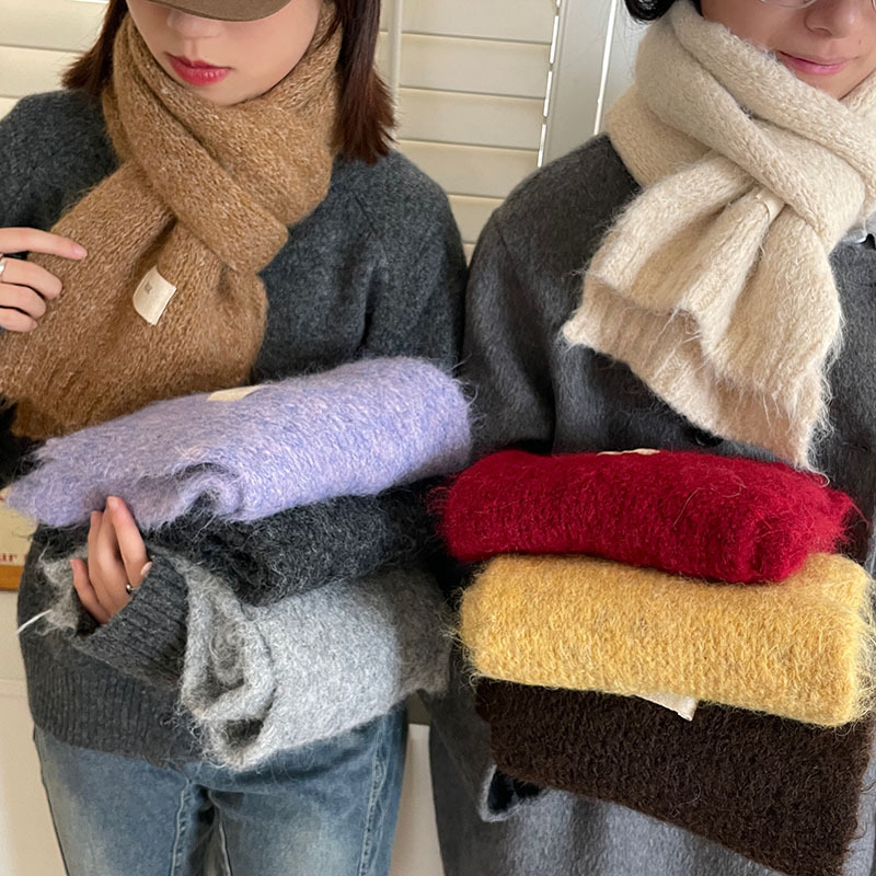 Contenant de la laine ~ Nouvelle écharpe en cachemire imitant un œuf gluant doux de couleur unie pour la chaleur hivernale en tricot de tempérament coréen_voghion.com